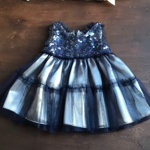 Girls Navy Sparkle Dress